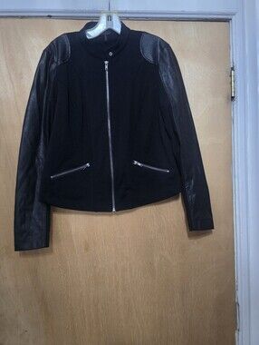 sofia by sofia vergara Black Mixed-Media Zip Front Jacket